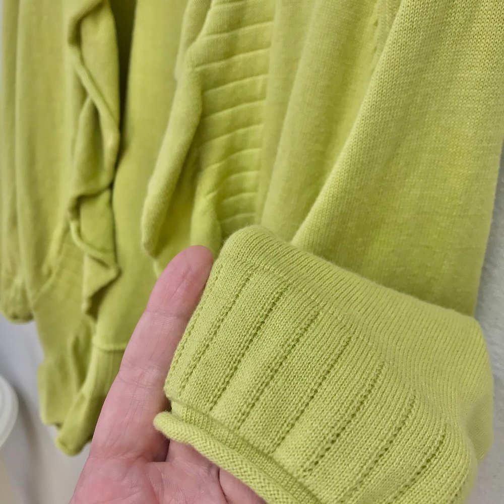3/4 Sleeve Ruffled Edge Open Front Cardigan - Picture 8 of 13